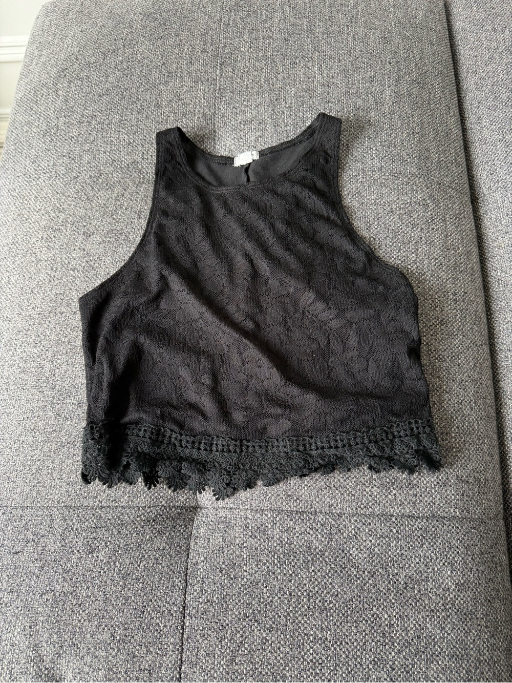 Garage Black Lace Cropped Tank Top